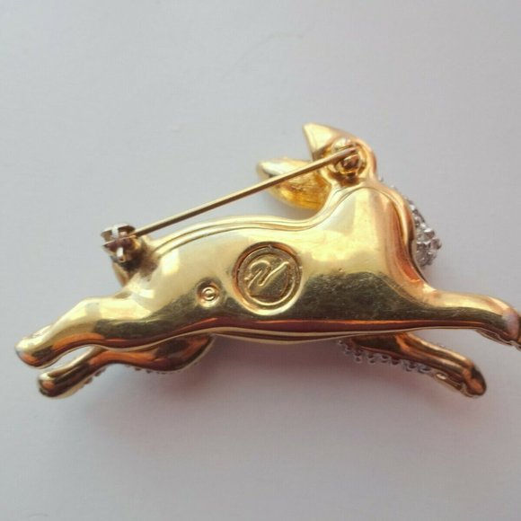 SIGNED Swarovski Rabbit Brooch Pin RARE - Picture 3 of 3